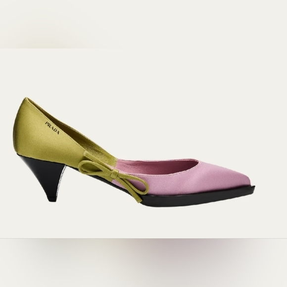 Prada Bicolor Satin Bow Pump Shoes sz 8 / 38 msrp 1450$ - Picture 1 of 7